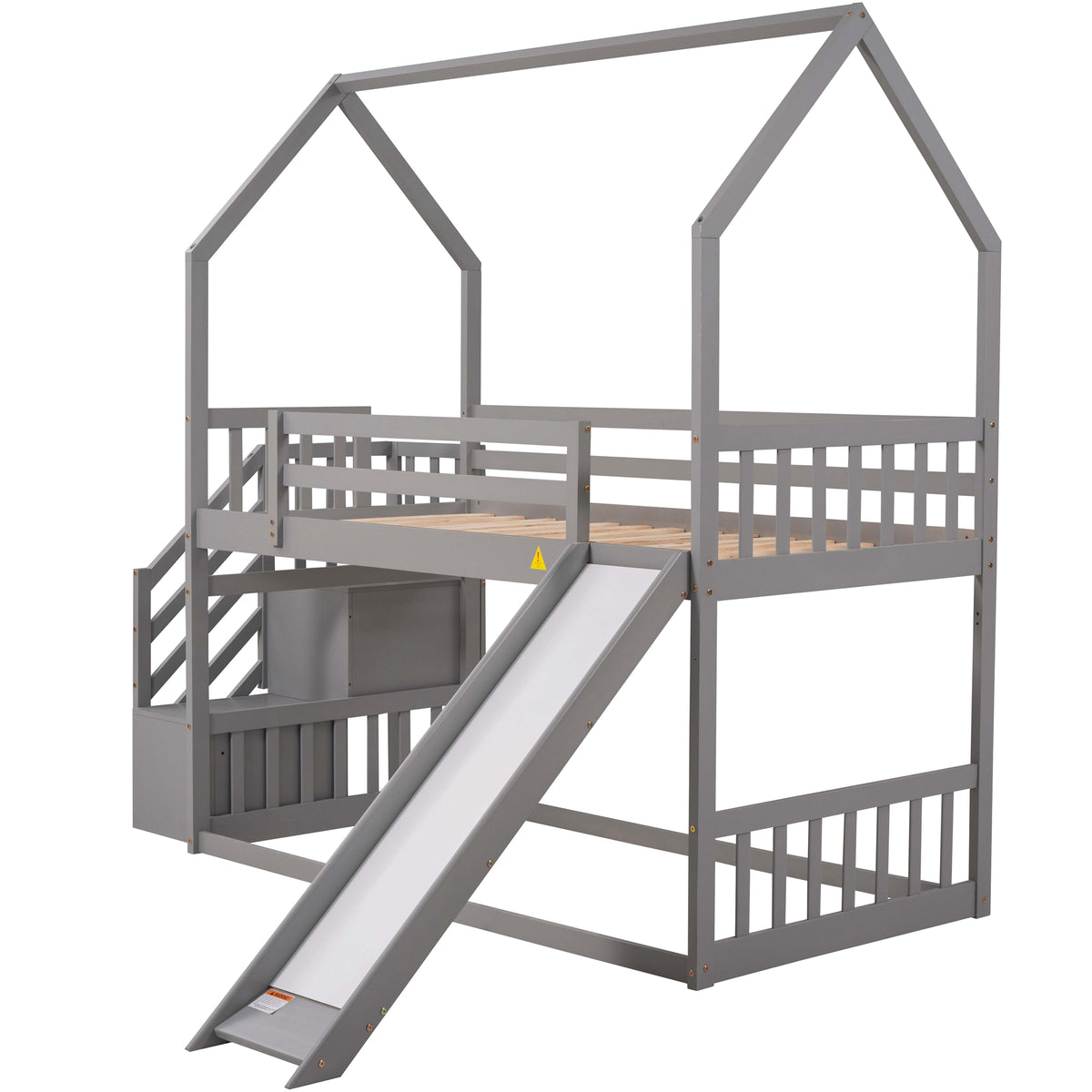Twin Over Twin Bunk Bed with Storage Gray