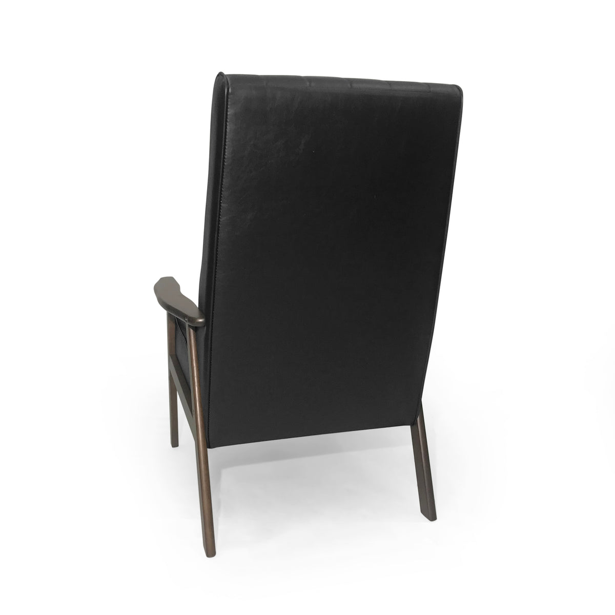 Mid-Century Modern Accent Chair Black Faux Leather