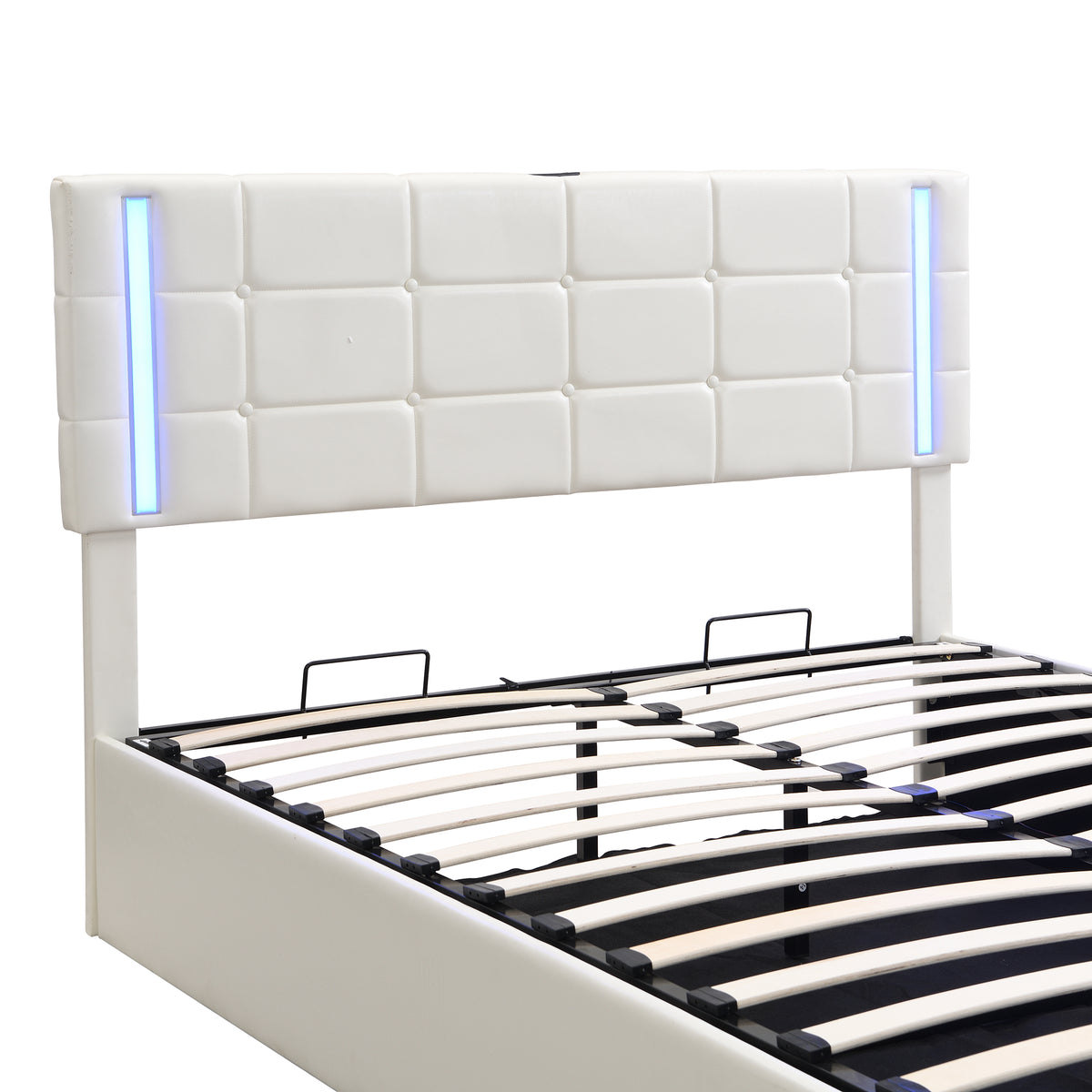 Queen Upholstered Bed with LED White
