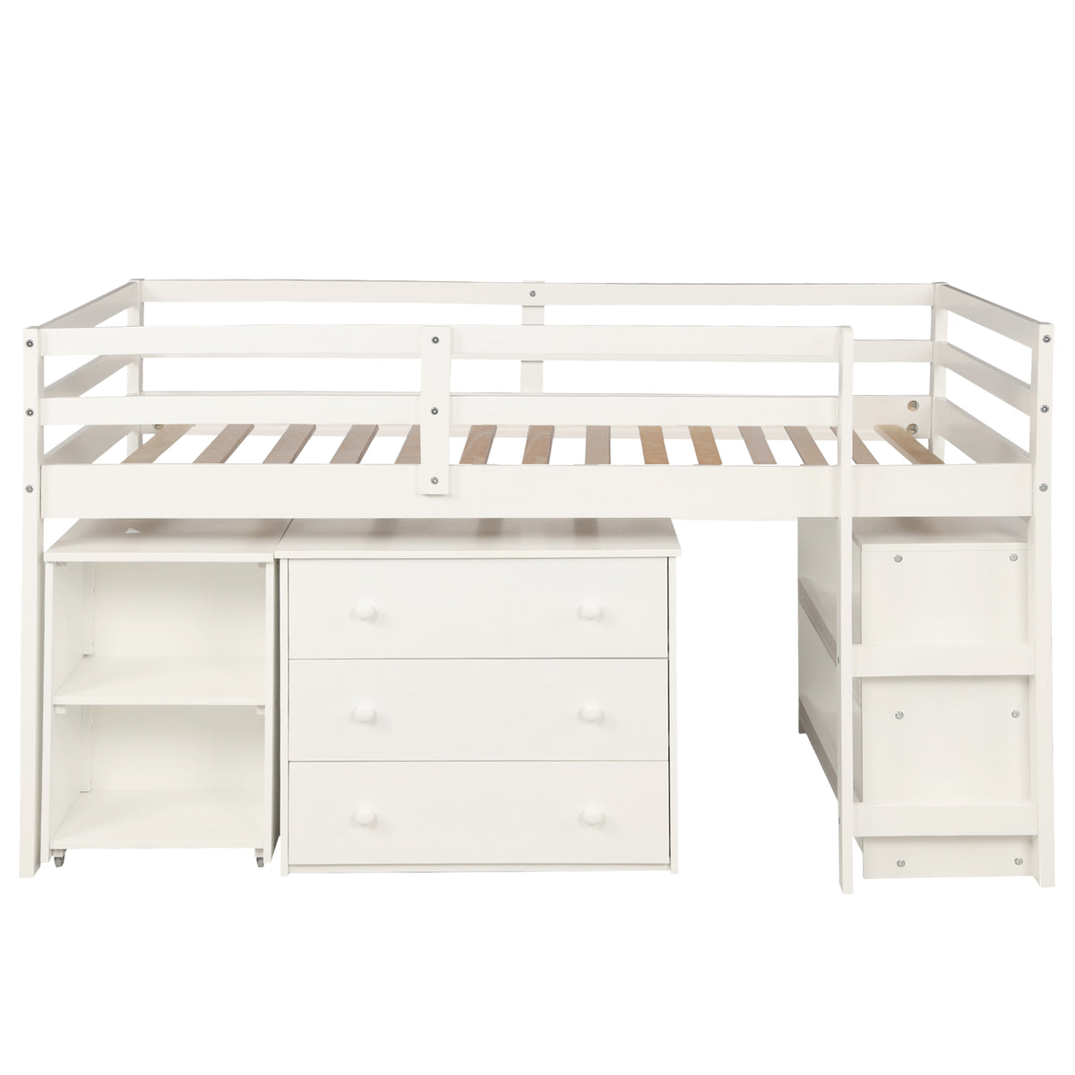 Twin Loft Bed with Desk White