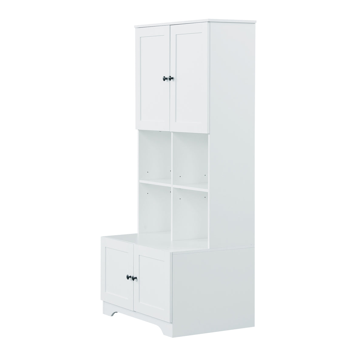 4-Door Bathroom Storage Cabinet White Finish