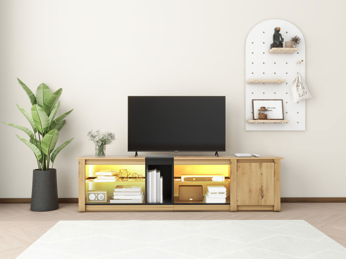 Modern LED TV Stand with Media Storage
