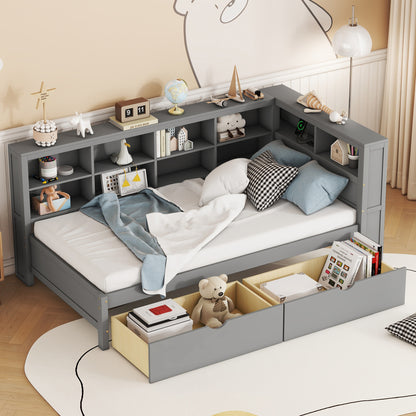 Wooden Twin Daybed Gray