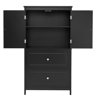 Black Bathroom Storage Cabinet with Drawers