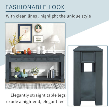 Console Table with Storage Drawers Navy