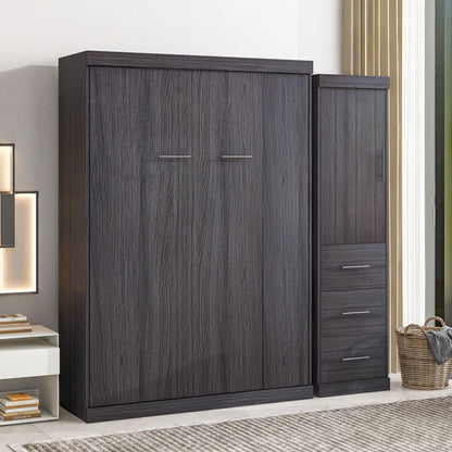 Full Murphy Bed with Wardrobe Gray
