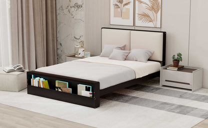 Queen Platform Bed with LED Headboard Espresso