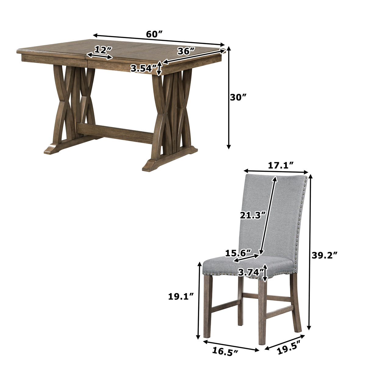 Dining Set with Cushioned Chairs Brown