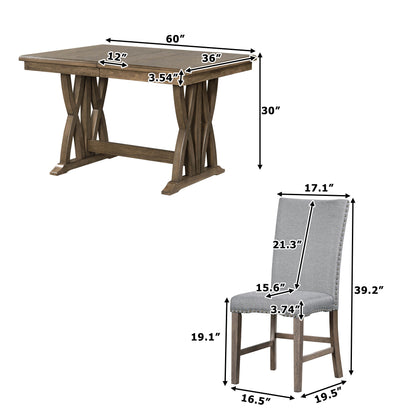 Dining Set with Cushioned Chairs Brown