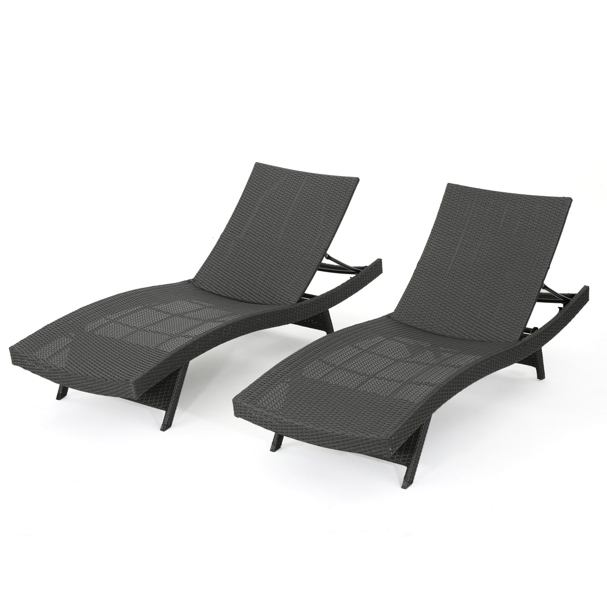 PE Wicker Chaise Lounge Gray