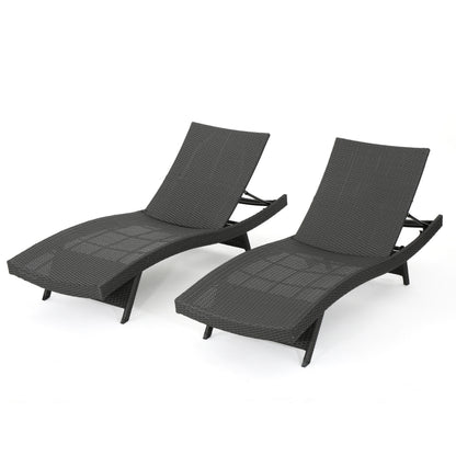 PE Wicker Chaise Lounge Gray