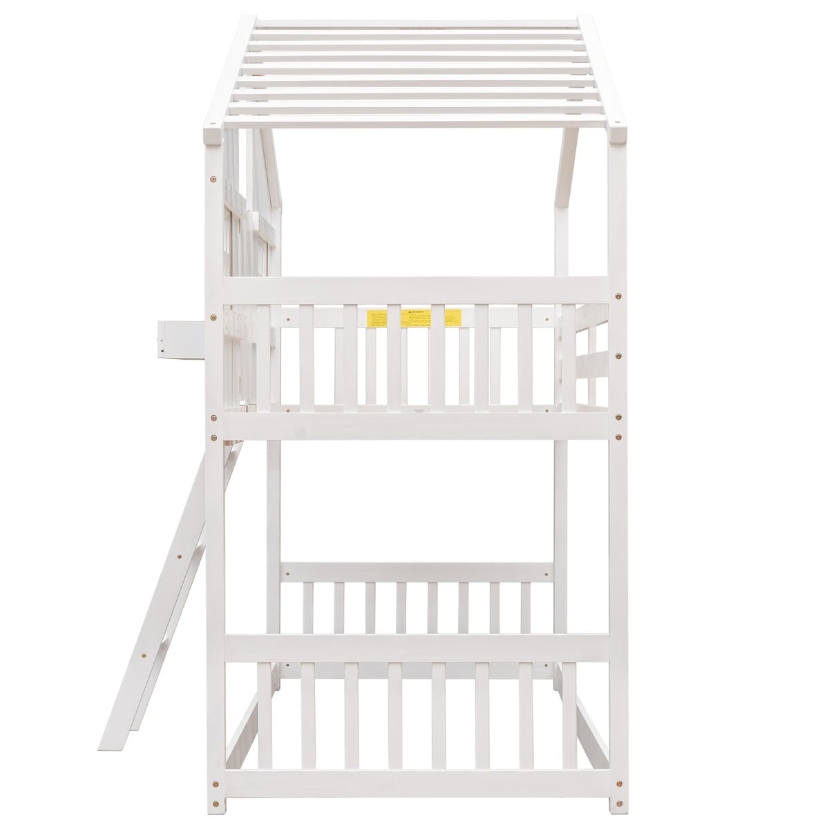 Twin House Bunk Bed with Ladder White