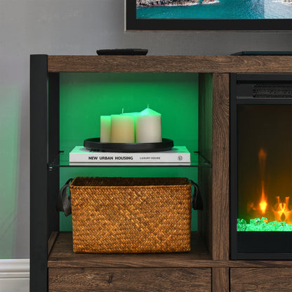 60-Inch Electric Fireplace Media Console Barnwood Finish