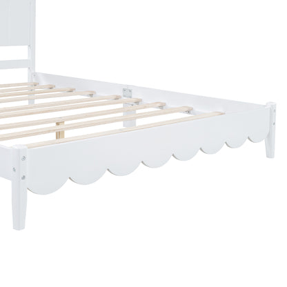 Queen Platform Bed with Rectangular Headboard White