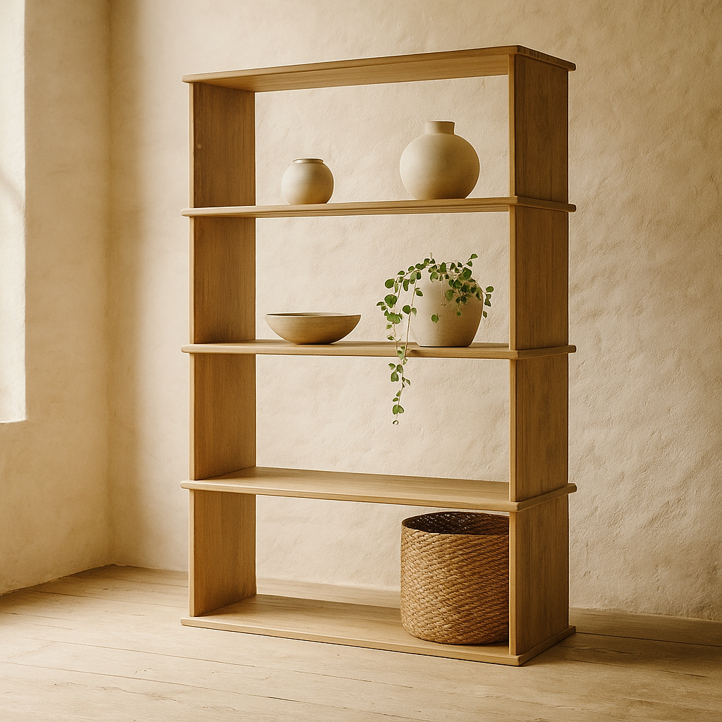 4 shelf bookcase in white oak