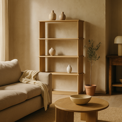 4 shelf bookcase in white oak