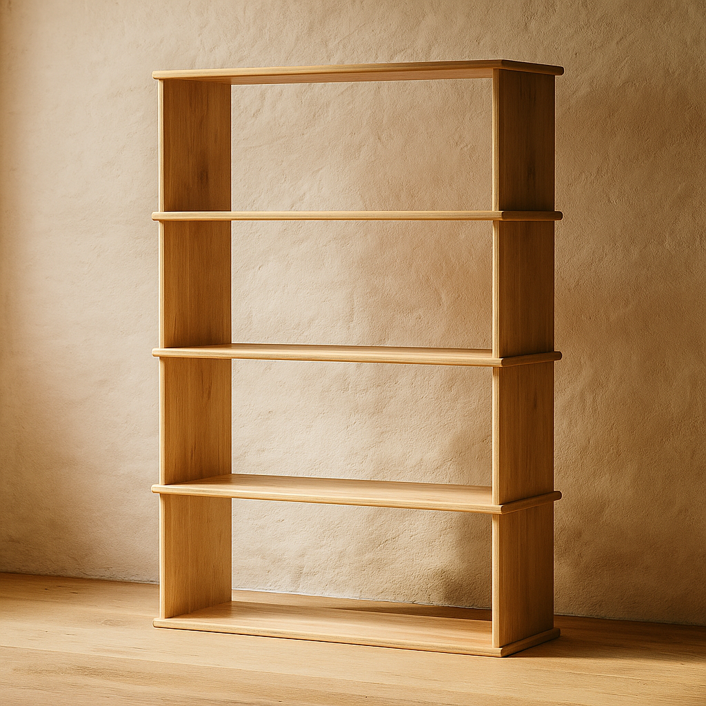 4 shelf bookcase in white oak