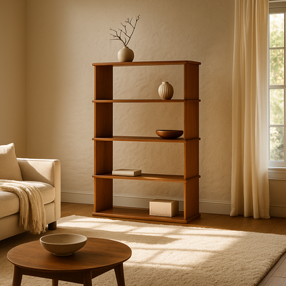 4 shelf bookcase in red oak