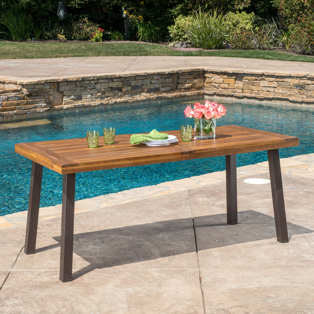 Della Dining Table Solid Wood Brown