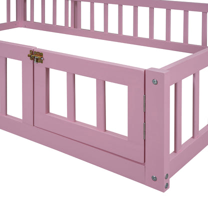 Full Wood Children’s Bed with Clothes Rack Pink