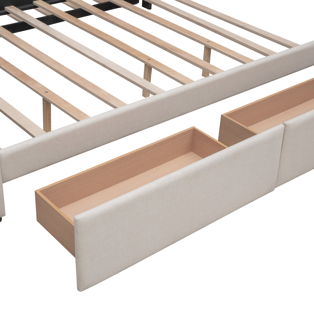 Upholstered Platform Bed Queen Dark Beige