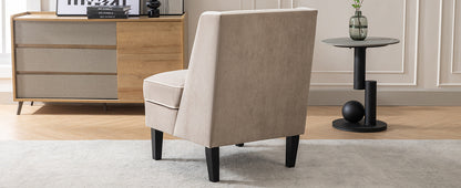 Velvet Wingback Accent Chair – Tan & Cream