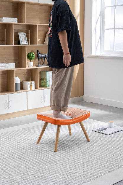 Wooden Step Ottoman with Cushion Orange