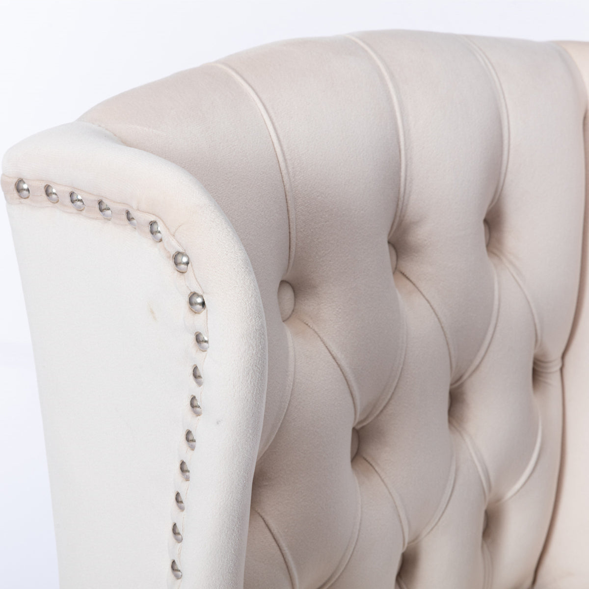 Upholstered Counter Bar Stools Set of 2 Beige