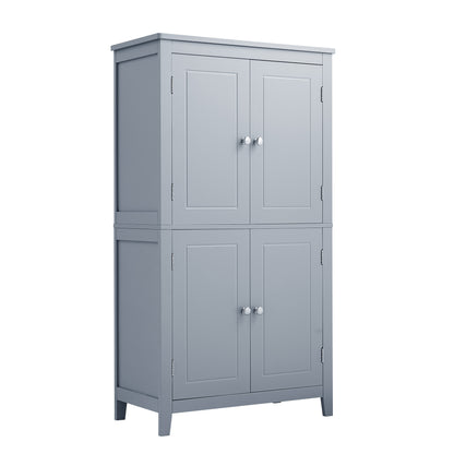 Gray Bathroom Floor Cabinet with Adjustable Shelves