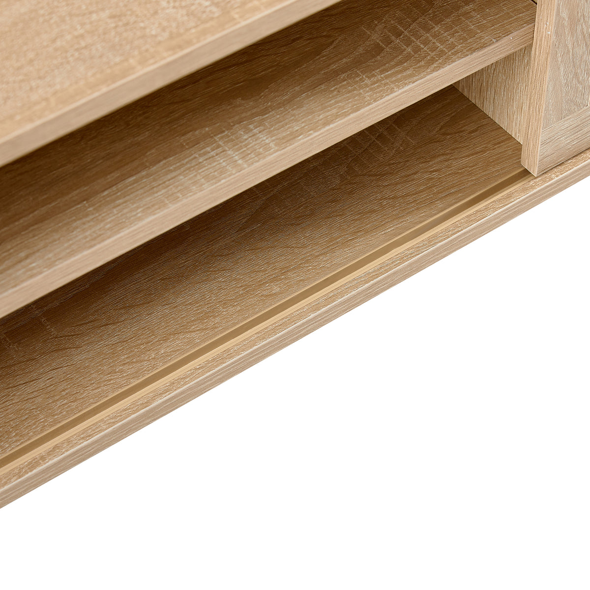 Rattan Wood TV Console – Adjustable Doors, Natural Finish