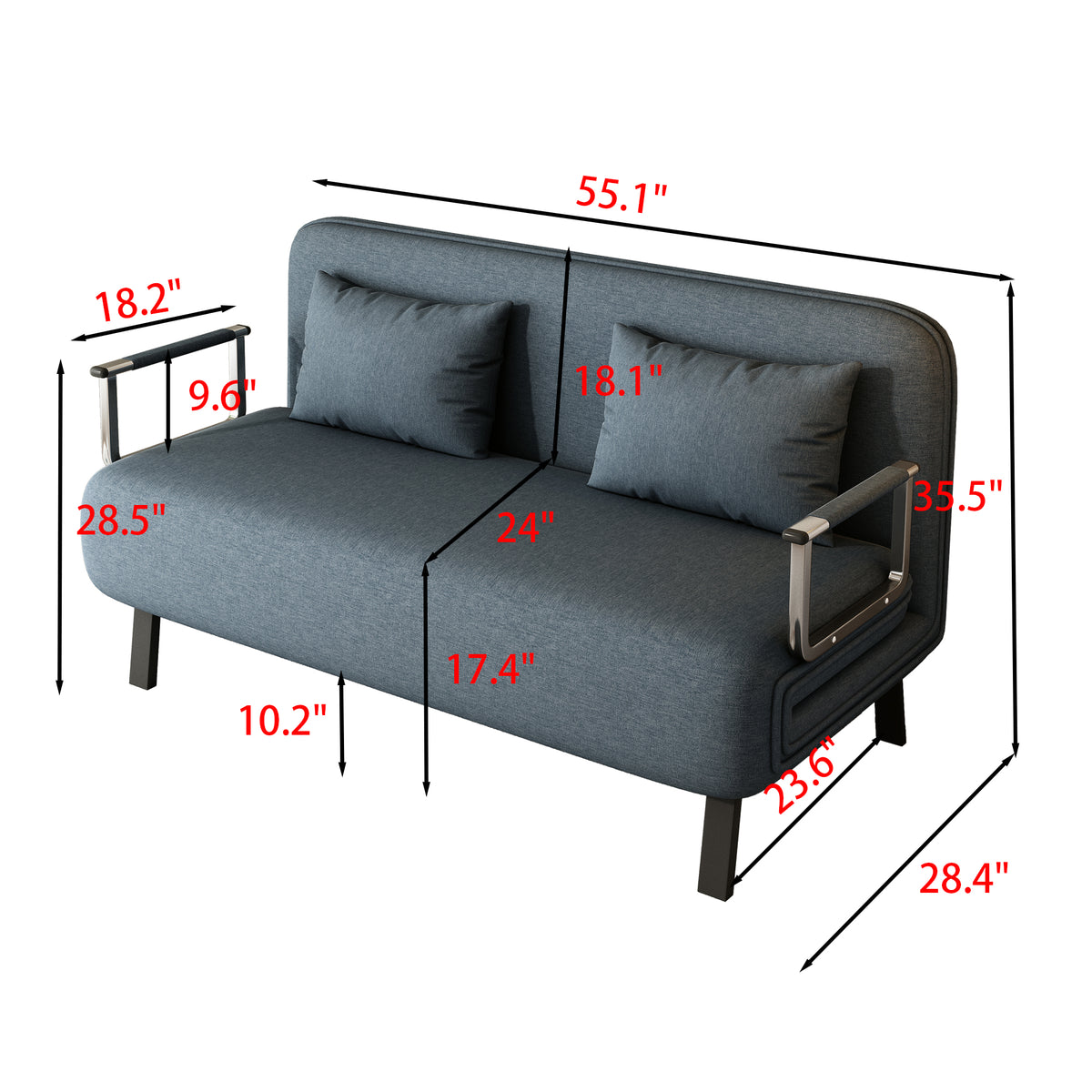 Convertible Sofa Chair Gray