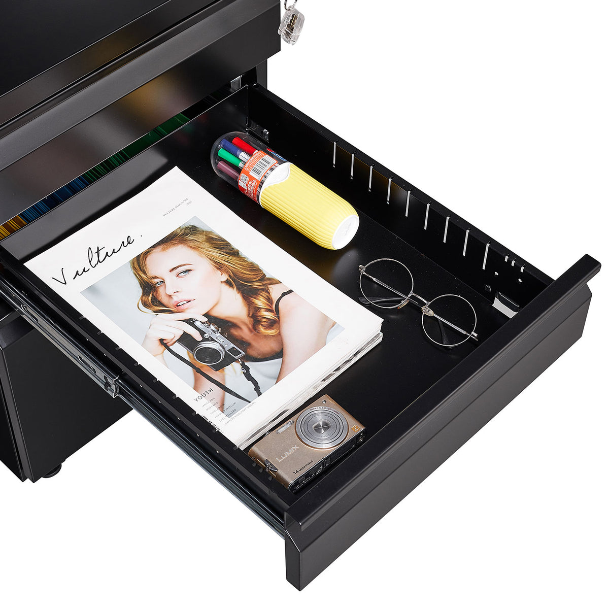 3-Drawer Metal Filing Cabinet with Lock