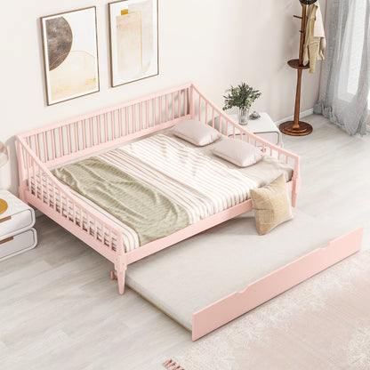 Full Daybed with Trundle Pink Finish