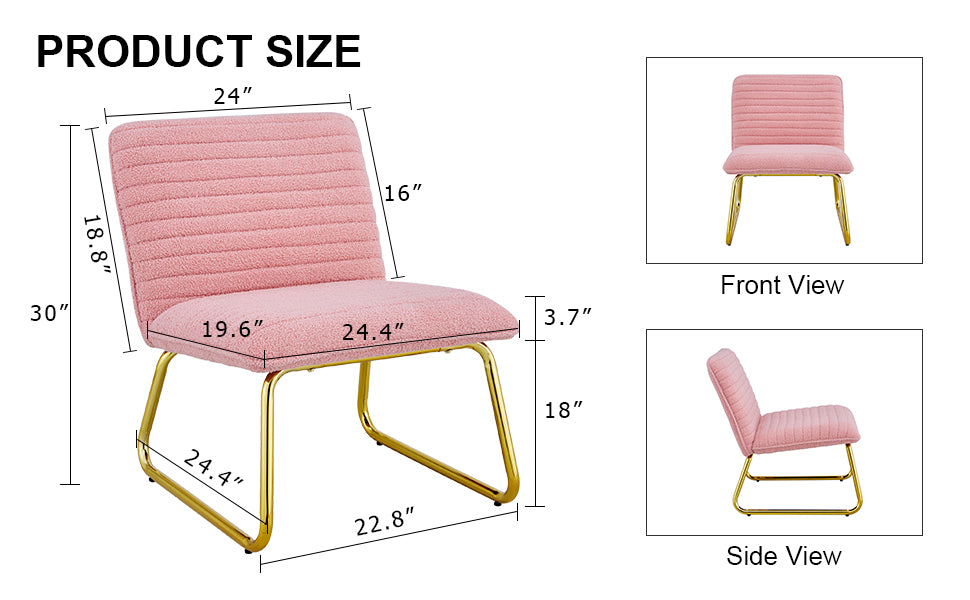 Blush Fabric Accent Chair – Gold Legs