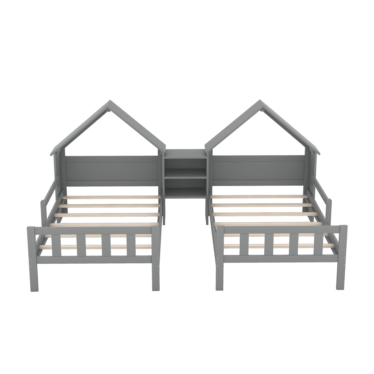 Double Twin Platform Bed Gray