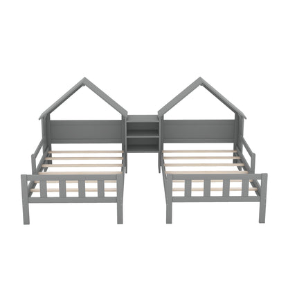 Double Twin Platform Bed Gray