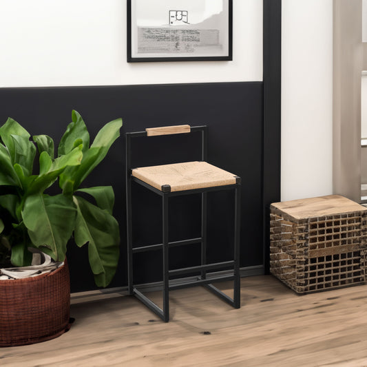 Paper Rope Counter Chairs (2 pcs) – Black Frame