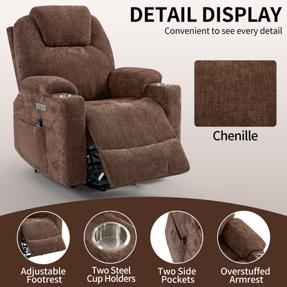 Chenille Power Recliner Chair 350LB Capacity