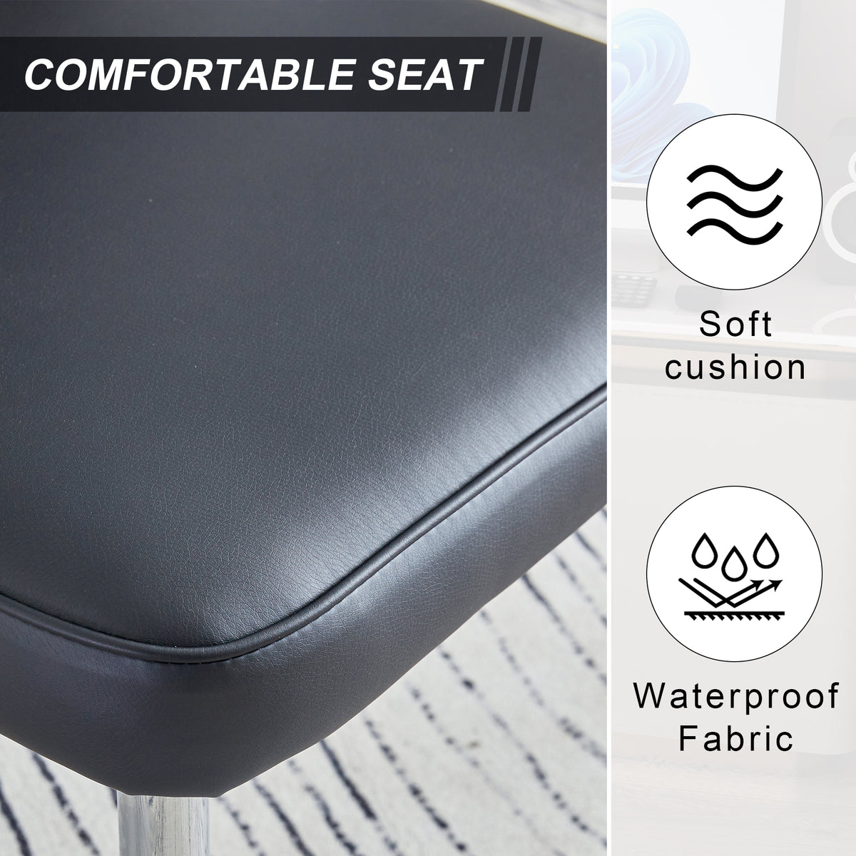 Modern Black Dining Chair Set (2 pcs)