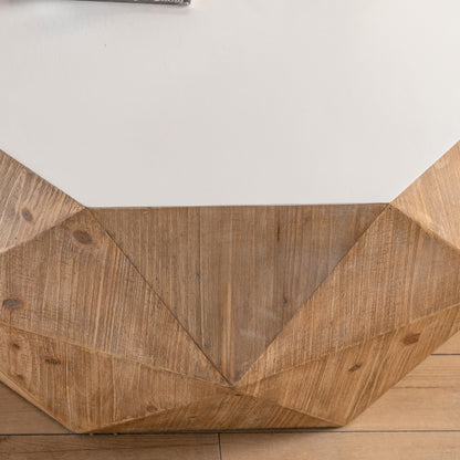 White & Oak Embossed Coffee Table – Vintage Fir Wood with 3D Relief Pattern