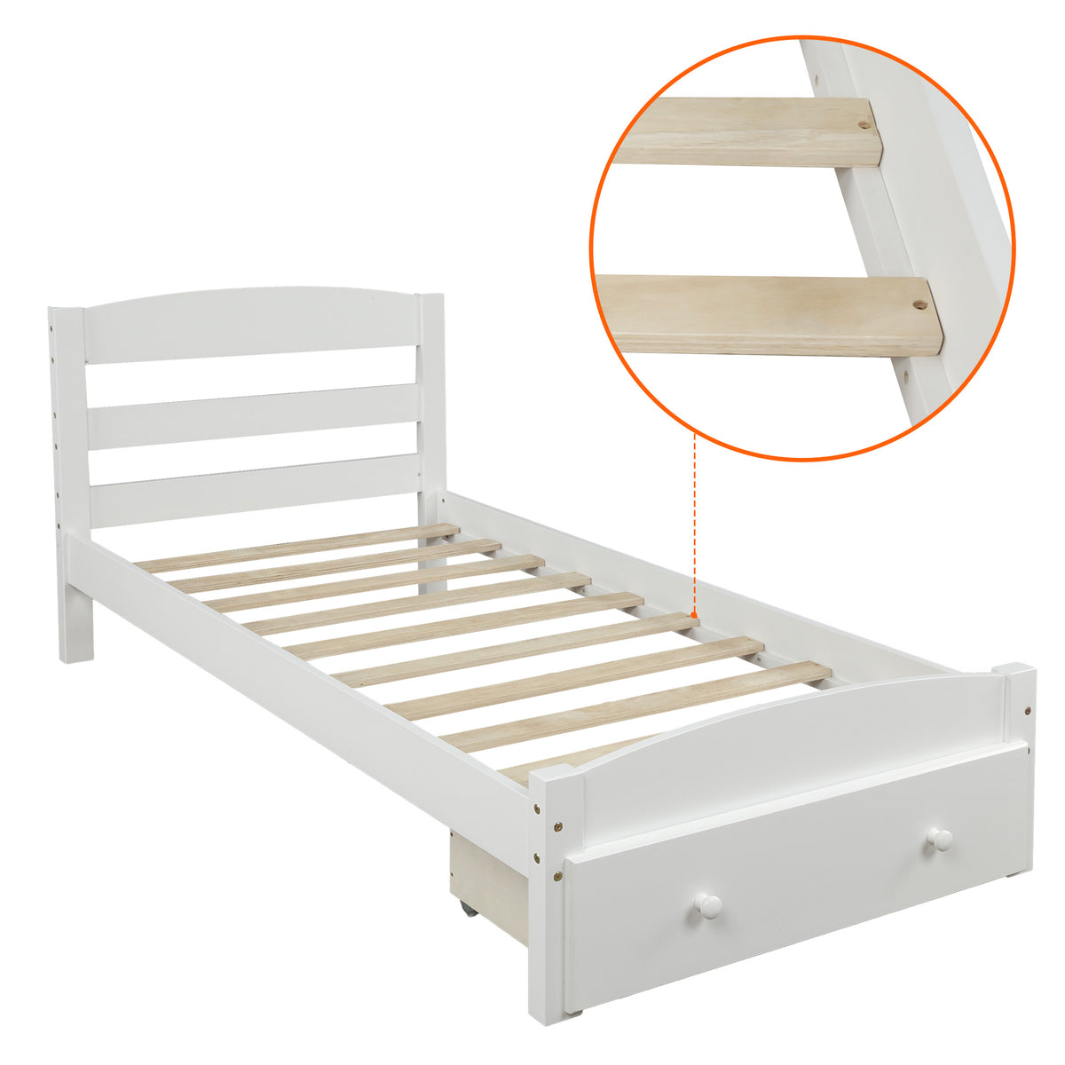 Twin Platform Bed White