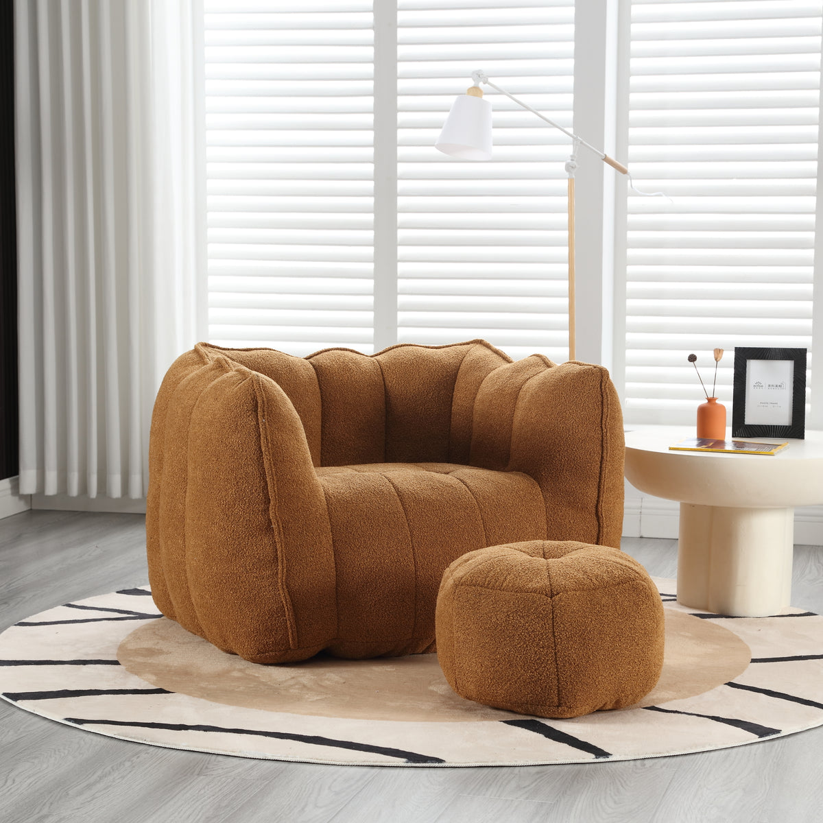 High Resilience Foam Bean Bag Sofa with Footrest