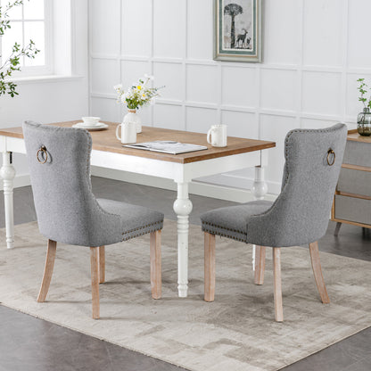 Nikki Tufted Linen Dining Chair Set (2 pcs) – Gray