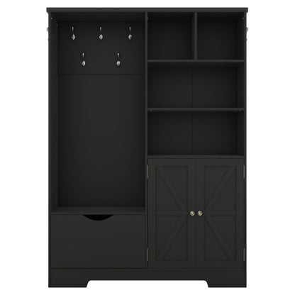 Hall Tree Storage Cabinet Black