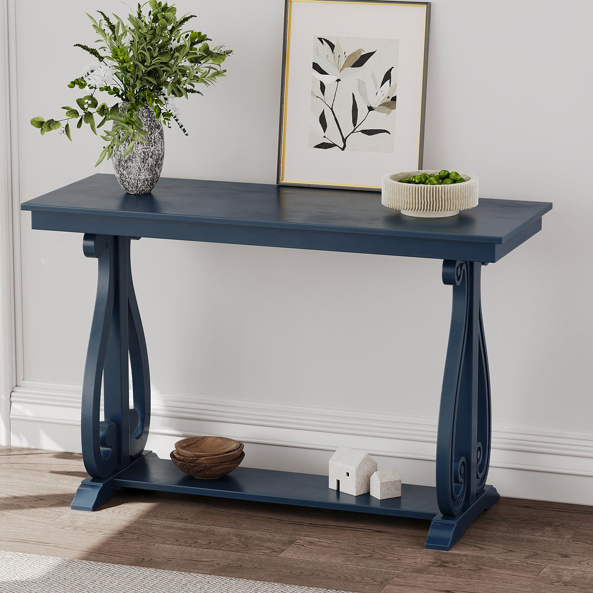Rustic Console Table 48-Inch Navy Finish