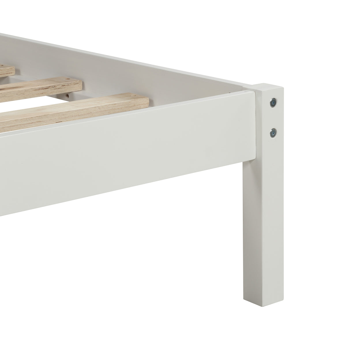 Twin Platform Bed with Headboard White