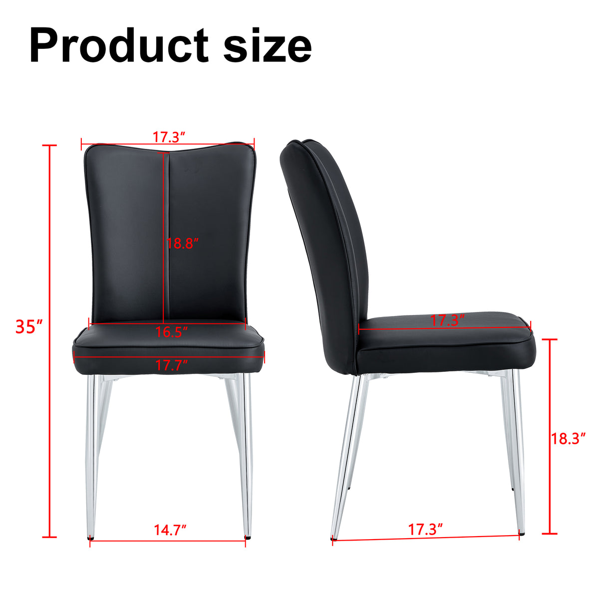 Modern Black Dining Chair Set (2 pcs)