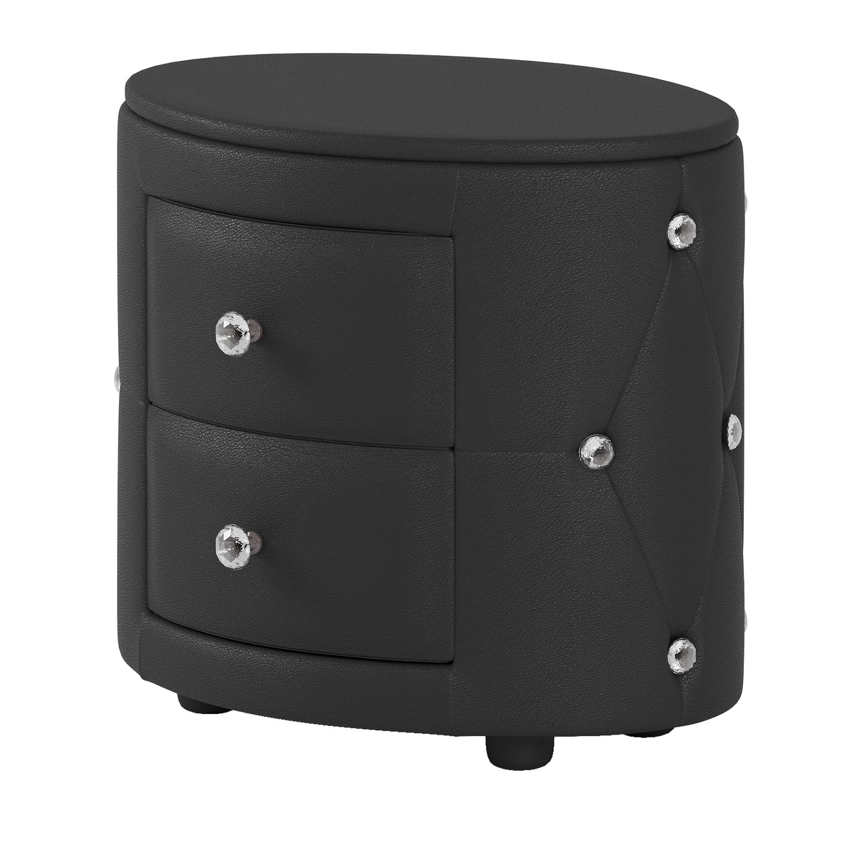 PU Nightstand with Drawers Black