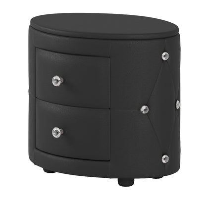PU Nightstand with Drawers Black