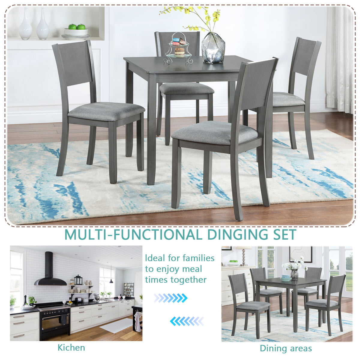 5-Piece Dining Set Gray